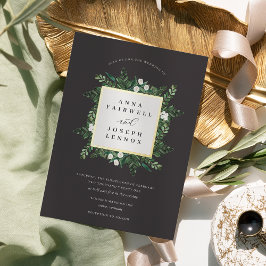 Greenhouse | Botanische bruiloft met Waterverf van Folie Uitnodiging