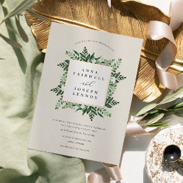 Greenhouse | Botanische bruiloft met Waterverf van Folie Uitnodiging