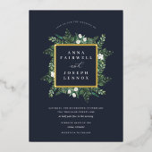 Greenhouse | Botanische bruiloft met Waterverf van Folie Uitnodiging (Voorkant)