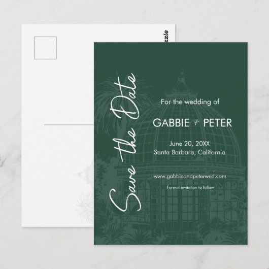 Greenhouse Botanische Tuin Groen Sla de Datum op Briefkaart (Voorkant / Achterkant)