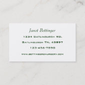 Greenhouse Nursery Visitekaartje (Achterkant)