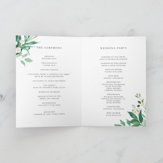 Greenhouse | Waterverf Botanische bruiloft Programma (Binnen)