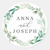 Greenhouse | Waterverf Botanische bruiloft Ronde Sticker (Voorkant)
