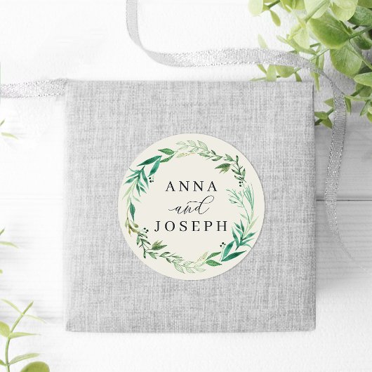 Greenhouse | Waterverf Botanische bruiloft Ronde Sticker