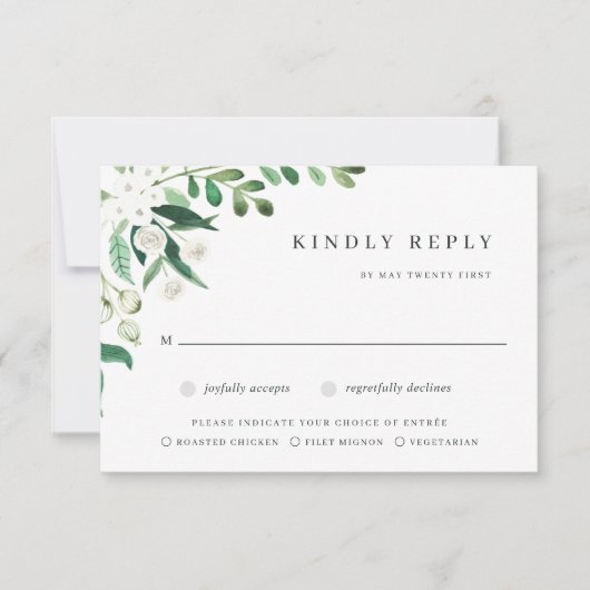 Greenhouse | Waterverf Keuze uit botanische maalti RSVP Kaartje (Voorkant)