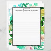 Greenie Magnolia Floral Writing Paper (Voorkant / Achterkant)