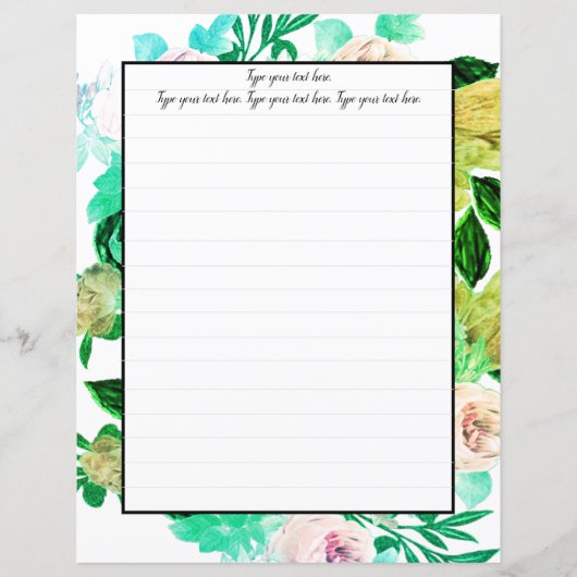 Greenie Magnolia Floral Writing Paper (Voorkant)