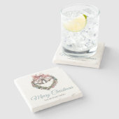 Greening krans gebladerte & roze lint boog stenen onderzetter (Zijkant)