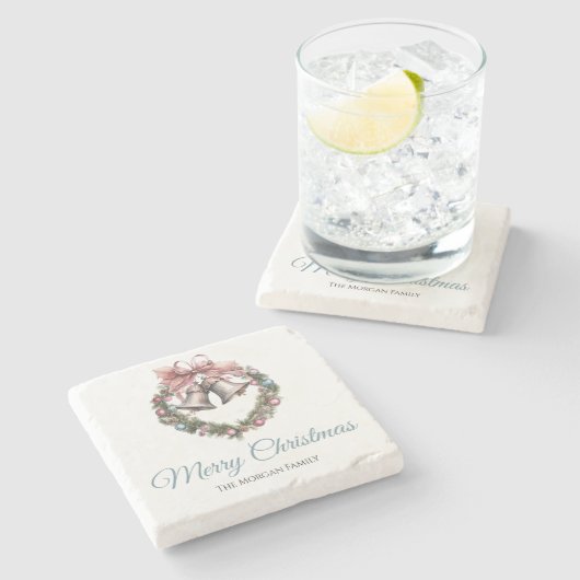 Greening krans gebladerte & roze lint boog stenen onderzetter (Zijkant)