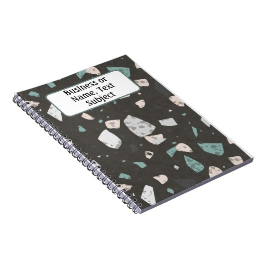 Greenish Accent & Earthtones Terrazzo Pattern Notitieboek (Rechterzijde)