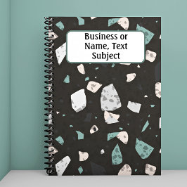Greenish Accent & Earthtones Terrazzo Pattern Notitieboek