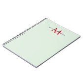 Greenish Grey & Red Monogram Modern Minimalist Notitieboek (Linkerzijde)
