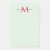 Greenish Grey & Red Monogram Modern Minimalist Post-it® Notes (Voorkant)