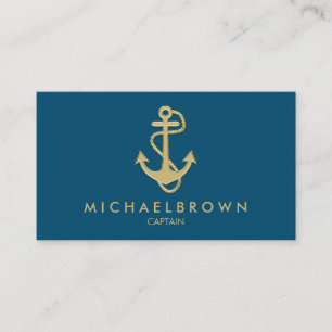 Greenish Navy Blue Nautical Anchor Visitekaartje