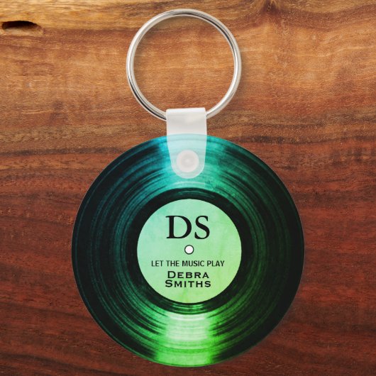 Greenish Personalized Music Vinyl Record Sleutelha Sleutelhanger (Voorkant)