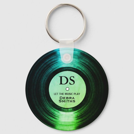 Greenish Personalized Music Vinyl Record Sleutelha Sleutelhanger (Achterkant)