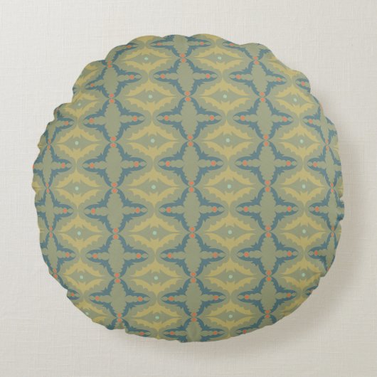 Greenish Retro Vintage Pattern Rond Kussen (Voorkant)