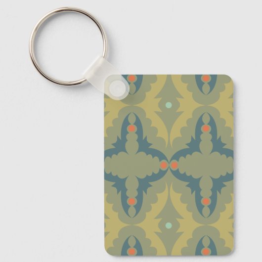 Greenish Retro Vintage Pattern Sleutelhanger (Voorkant)