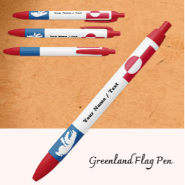 Greenlan Flag Pen, Bear, Greenland / Promotional Zwarte Inkt Pen