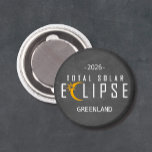Greenland 2026 Eclipse Magneet<br><div class="desc">A bold souvenir from the 2026 total solar eclipse in Greenland. The design features a bright crescent moon and starburst crossing the word eclipse. Clean lettering and a dark background make it easy to read. A great magnet for eclipse watchers, astronomy fans, and travelers chasing totality. Custom 2026 Eclipse Magnet...</div>