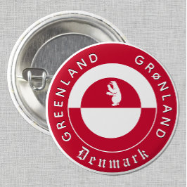 Greenland Button, Patriotic, Greenland Flag Ronde Button 3,2 Cm