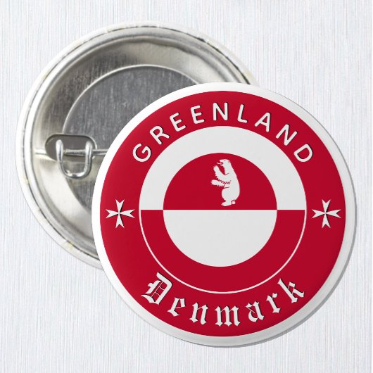 Greenland Button, Polar Bear, Greenland Flag Ronde Button 3,2 Cm