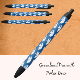 Greenland Emblem Pen, Blue, Business, Polar Bear Zwarte Inkt Pen