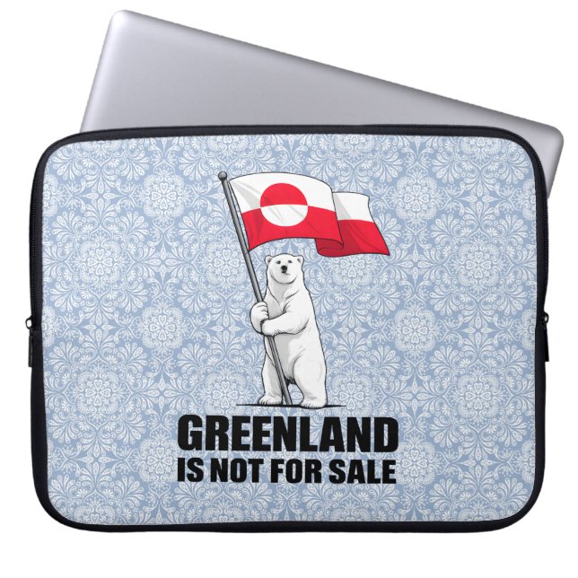 Greenland Is Not for Sale Polar Bear With Flag Laptop Sleeve (Voorkant)
