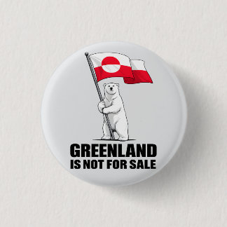 Greenland Is Not for Sale Polar Bear With Flag Ronde Button 3,2 Cm