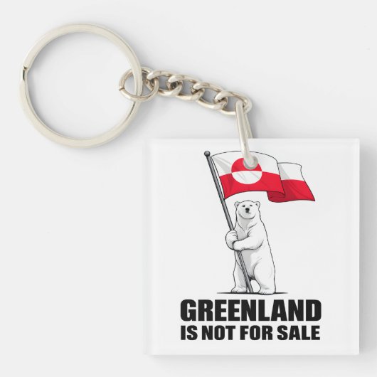 Greenland Is Not for Sale Polar Bear With Flag Sleutelhanger (voorkant)