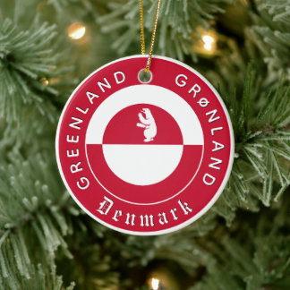 Greenland Ornament, Bear, travel, Greenland Flag Keramisch Ornament