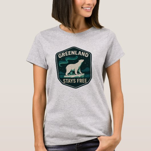 GREENLAND STAYS FREE Badge T-shirt (Voorkant)