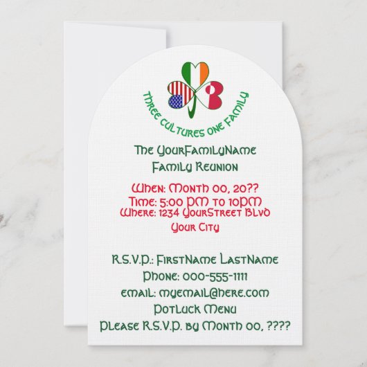 Greenlander Ierse Amerikaanse Shamrock Family reün Kaart (Voorkant)