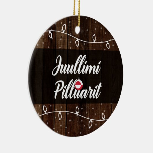 Greenlandic Merry Kerstmis, Juullimi Pilluarit Keramisch Ornament (Rechts)