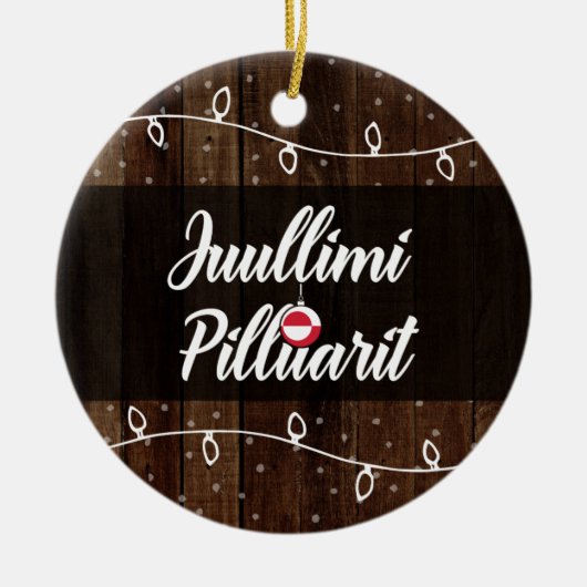 Greenlandic Merry Kerstmis, Juullimi Pilluarit Keramisch Ornament (Voorkant)