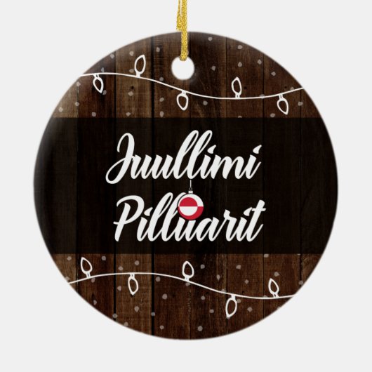 Greenlandic Merry Kerstmis, Juullimi Pilluarit Keramisch Ornament (Achterkant)