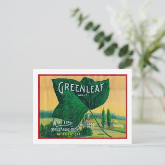 Greenleaf Lemon LabelWhittier, CA Briefkaart (Staand voorkant)