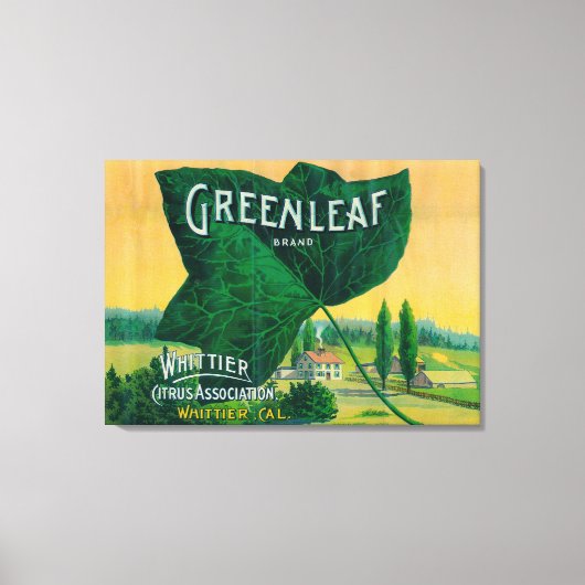 Greenleaf Lemon LabelWhittier, CA Canvas Afdruk (Voorkant)
