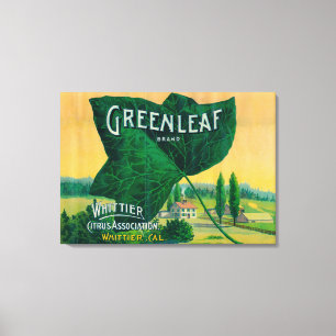 Greenleaf Lemon LabelWhittier, CA Canvas Afdruk