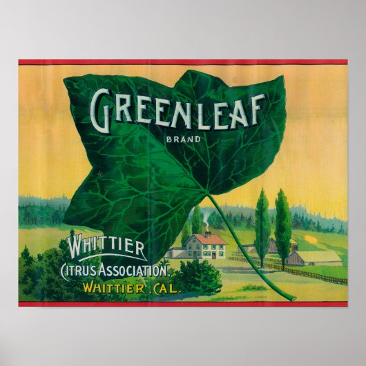 Greenleaf Lemon LabelWhittier, CA Poster (Voorkant)