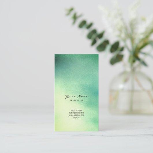 Greenly Mint Green Blauwgroen Yellow Tropic Ombre  Visitekaartje (Staand voorkant)