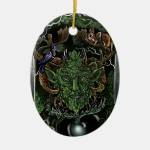 GreenMan~ornament Keramisch Ornament