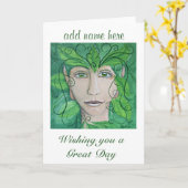 Greenman Wenskaart, Wood Nymph, Sprite Kaart (Gele Bloem)