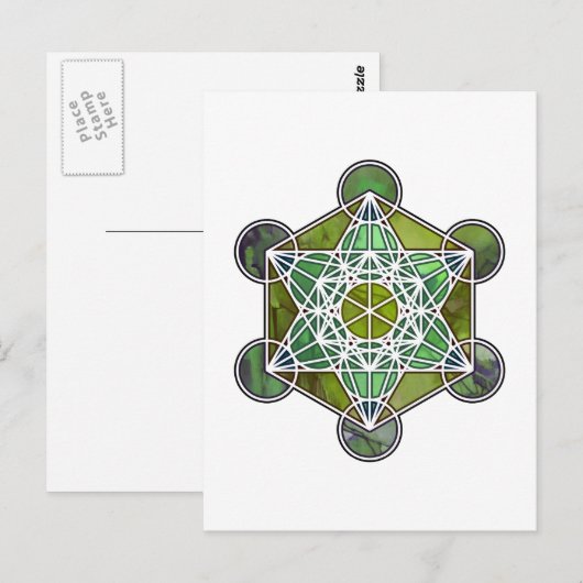 GreenMetatronCube Briefkaart (Voorkant / Achterkant)