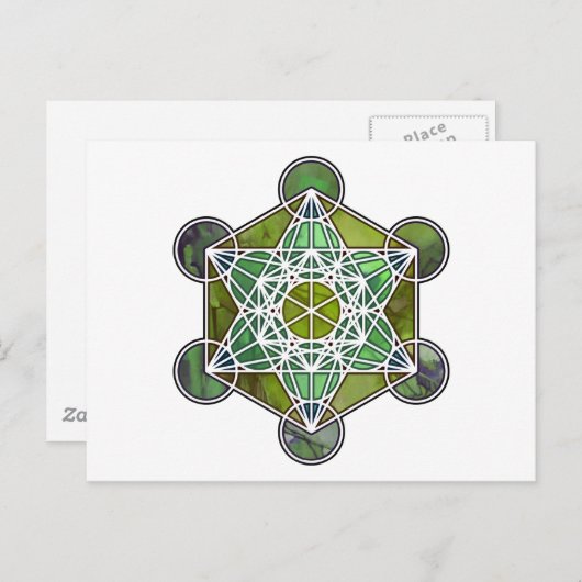 GreenMetatronCube Briefkaart (Voorkant / Achterkant)