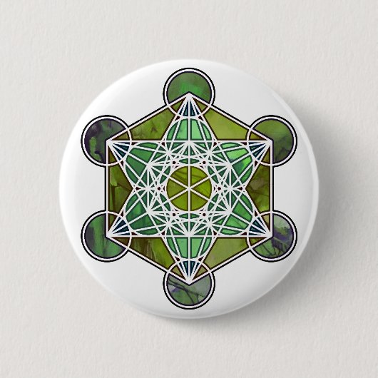 GreenMetatronCube Ronde Button 5,7 Cm (Voorkant)