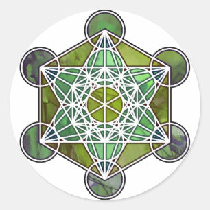 GreenMetatronCube Ronde Sticker