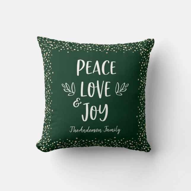 GreenPeace Love Joy Quote Modern Typography Naam Kussen (Voorkant)