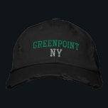 GREENPOINT NY Groen op Zwart  Stijl Geborduurde Pet<br><div class="desc">GREENPOINT NY Groen borduurwerk op Zwart verdrietig  stijl katoenen pet. Borduurwerk is aanpasbaar aan andere kleurkeuzes door de knop "Ontwerp bewerken" te selecteren. Je kunt ook de kleur van het pet kiezen op de hoofdobjectpagina.</div>