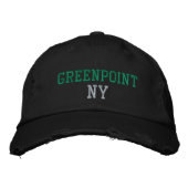 GREENPOINT NY Groen op Zwart  Stijl Geborduurde Pet (Voorkant)